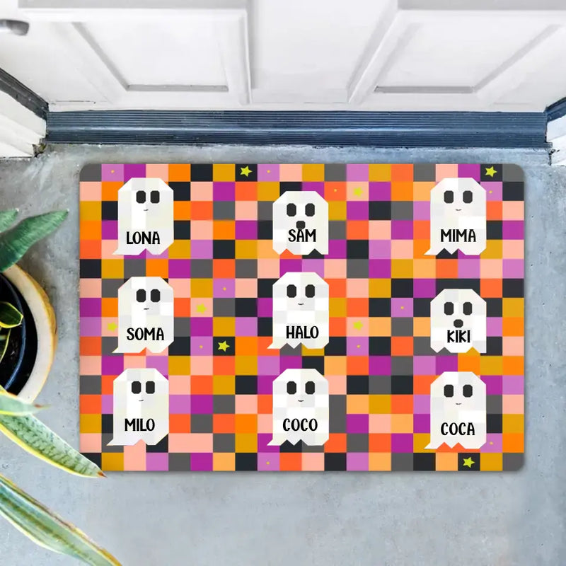 Personalize Halloween Family Doormat - Gift Idea For Halloween/Family - Up to 9 Boos