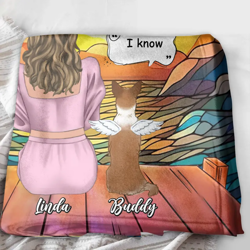 Personalized Memorial Dog Mom Quilt/Fleece Throw Blanket - Up to 4 Dogs - Memorial Gift Idea For Dog Owners - I Wish The Rainbow Bridge Had Visiting Hours