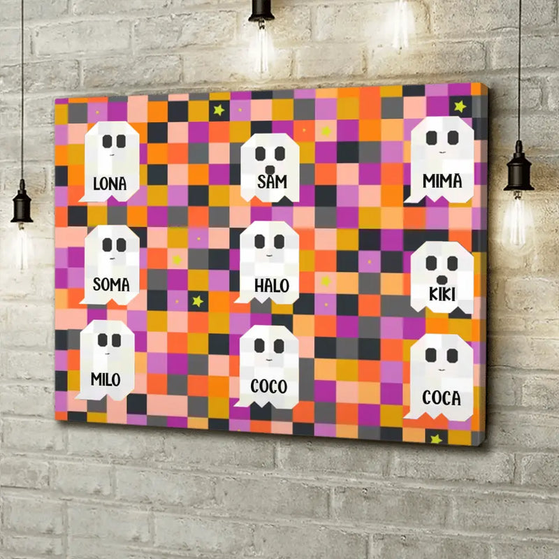 Personalize Halloween Family Canvas - Gift Idea For Halloween/Famly - Up to 9 Boos