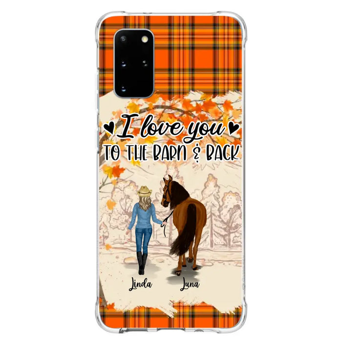 Personalized Horse Girl Phone Case - Gift Idea For Horse Lovers - Up To 6 Horses - I Love You To The Barn & Back - Cases For iPhone/Samsung