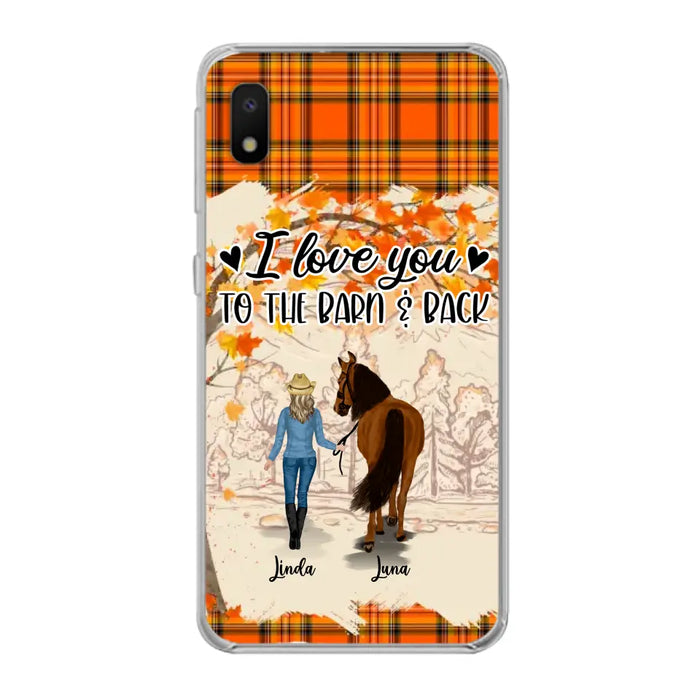 Personalized Horse Girl Phone Case - Gift Idea For Horse Lovers - Up To 6 Horses - I Love You To The Barn & Back - Cases For iPhone/Samsung