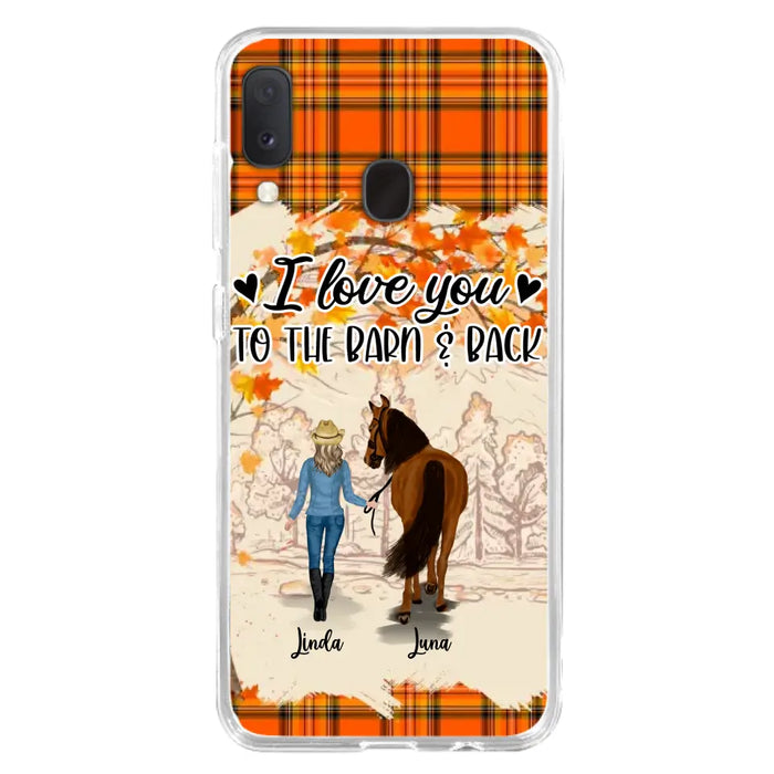 Personalized Horse Girl Phone Case - Gift Idea For Horse Lovers - Up To 6 Horses - I Love You To The Barn & Back - Cases For iPhone/Samsung