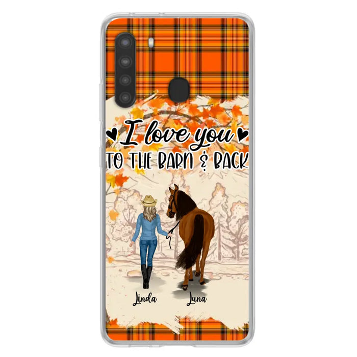 Personalized Horse Girl Phone Case - Gift Idea For Horse Lovers - Up To 6 Horses - I Love You To The Barn & Back - Cases For iPhone/Samsung