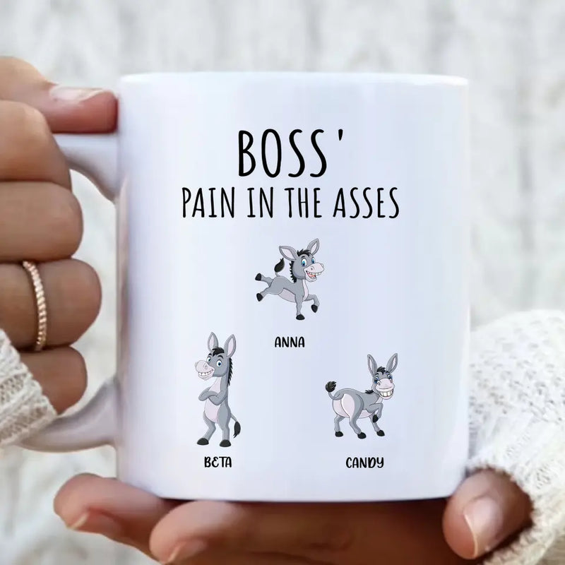 Personalized Donkeys Coffee Mug - Gift Idea For Family/Grandma/Papa - Up to 12 Donkeys - Boss' Little Asses