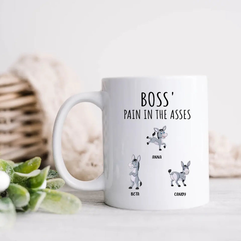 Personalized Donkeys Coffee Mug - Gift Idea For Family/Grandma/Papa - Up to 12 Donkeys - Boss' Little Asses