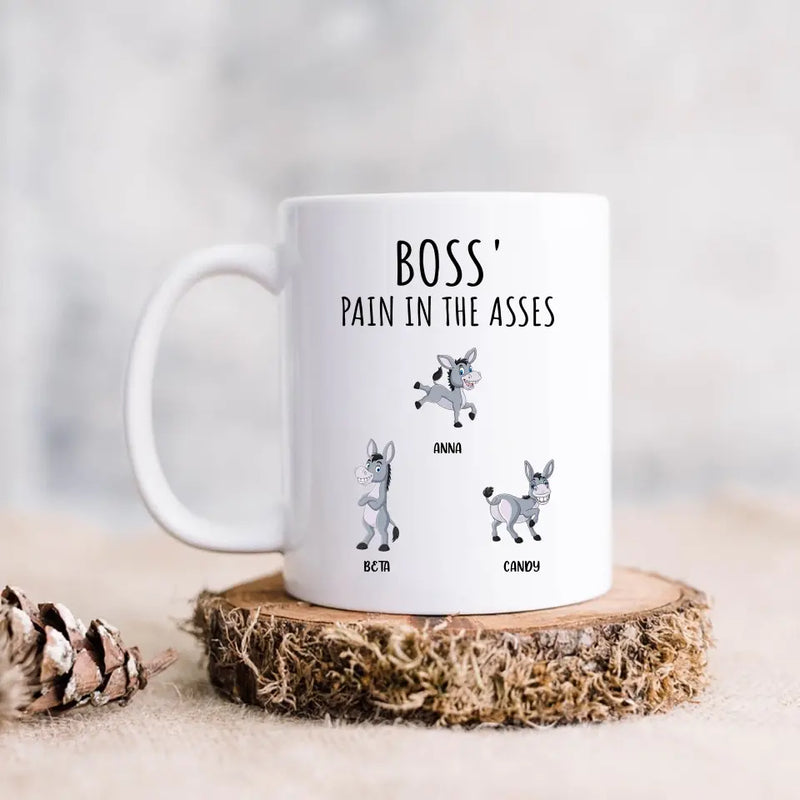 Personalized Donkeys Coffee Mug - Gift Idea For Family/Grandma/Papa - Up to 12 Donkeys - Boss' Little Asses