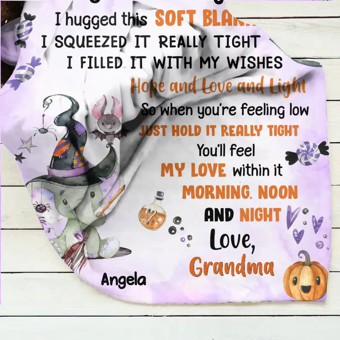 Personalized Halloween Granddaughter Quilt/Single Layer Fleece Blanket/Pillow Cover - Gift Idea For Halloween From Grandma