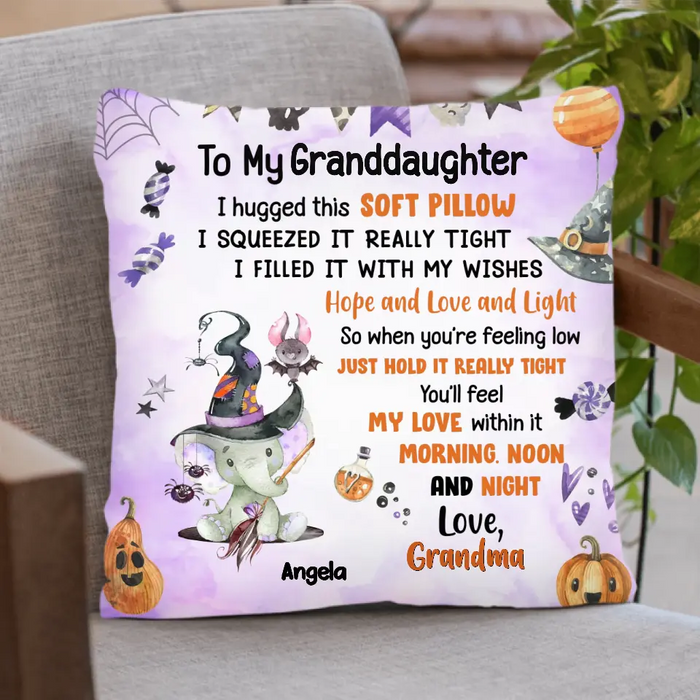 Personalized Halloween Granddaughter Quilt/Single Layer Fleece Blanket/Pillow Cover - Gift Idea For Halloween From Grandma