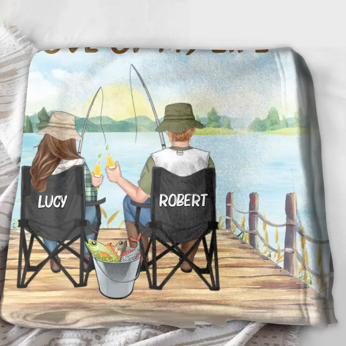 Custom Personalized Fishing Couple Quilt/Single Layer Fleece Blanket - Gift Idea for Couple - You Are The Rod To My Reel