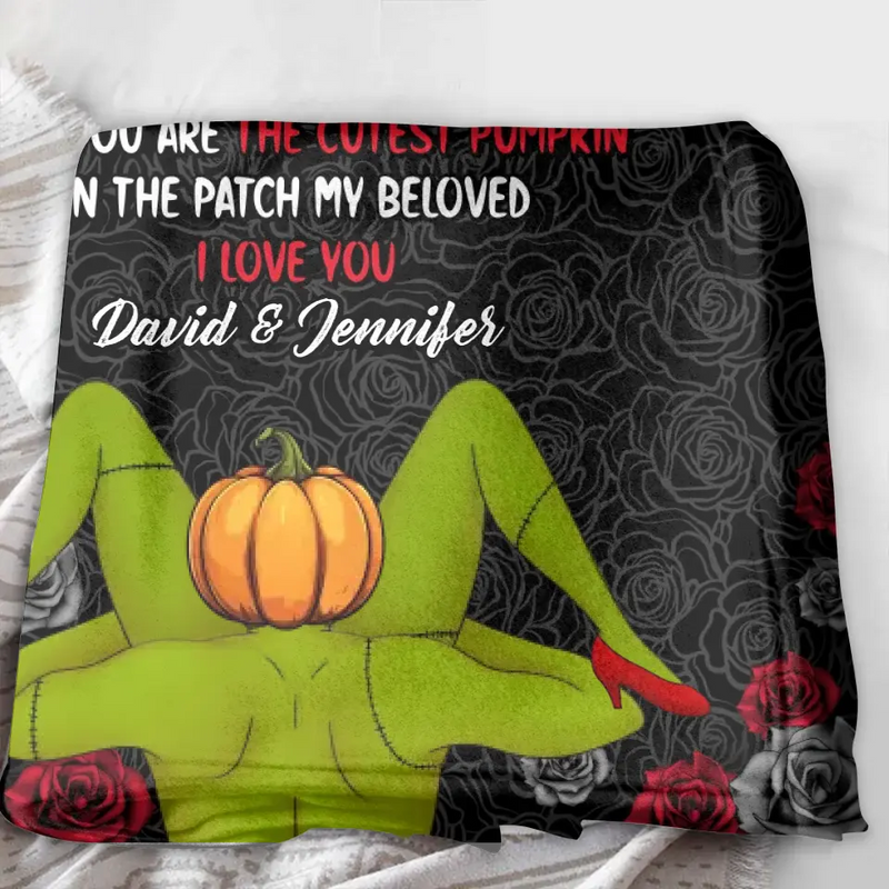 Personalized Halloween Fleece Throw Blanket/Quilt - Halloween Gift Idea For Couple - Happy Halloween