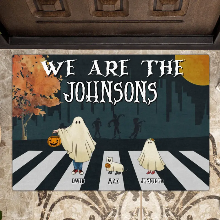 Custom Personalized Family Ghosts Doormat - Upto 6 People - Halloween Gift Idea for Family