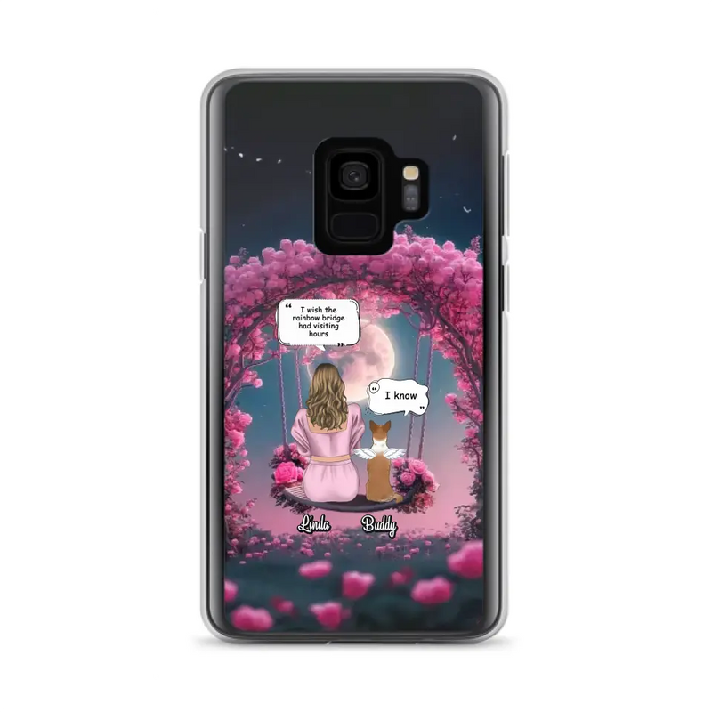 Custom Memorial Dog Mom Phone Case - Up to 4 Dogs - Memorial Gift Idea For Dog Owners - I Wish The Rainbow Bridge Had Visiting Hours - Case For iPhone/Samsung