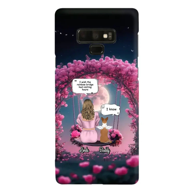Custom Memorial Dog Mom Phone Case - Up to 4 Dogs - Memorial Gift Idea For Dog Owners - I Wish The Rainbow Bridge Had Visiting Hours - Case For iPhone/Samsung