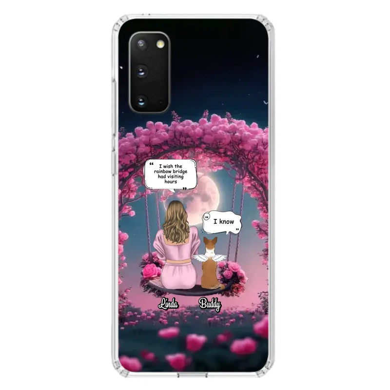 Custom Memorial Dog Mom Phone Case - Up to 4 Dogs - Memorial Gift Idea For Dog Owners - I Wish The Rainbow Bridge Had Visiting Hours - Case For iPhone/Samsung