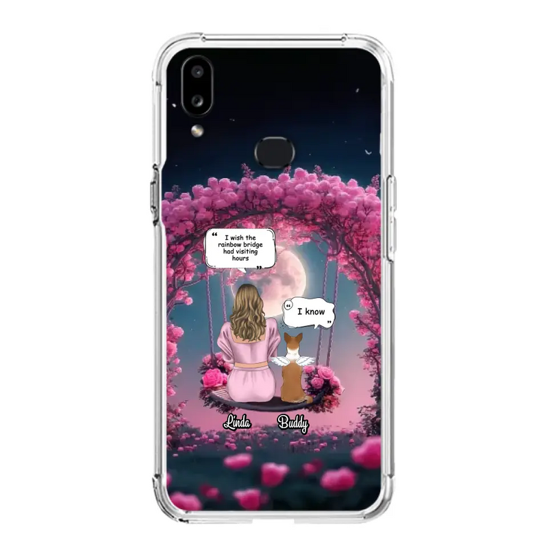 Custom Memorial Dog Mom Phone Case - Up to 4 Dogs - Memorial Gift Idea For Dog Owners - I Wish The Rainbow Bridge Had Visiting Hours - Case For iPhone/Samsung