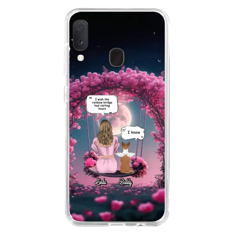 Custom Memorial Dog Mom Phone Case - Up to 4 Dogs - Memorial Gift Idea For Dog Owners - I Wish The Rainbow Bridge Had Visiting Hours - Case For iPhone/Samsung