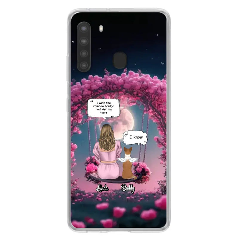 Custom Memorial Dog Mom Phone Case - Up to 4 Dogs - Memorial Gift Idea For Dog Owners - I Wish The Rainbow Bridge Had Visiting Hours - Case For iPhone/Samsung