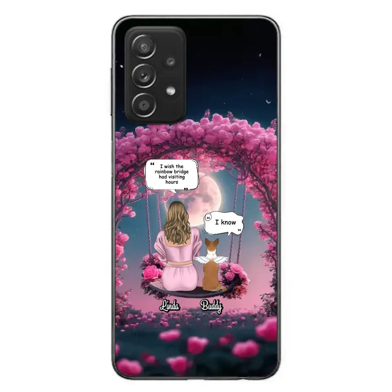 Custom Memorial Dog Mom Phone Case - Up to 4 Dogs - Memorial Gift Idea For Dog Owners - I Wish The Rainbow Bridge Had Visiting Hours - Case For iPhone/Samsung