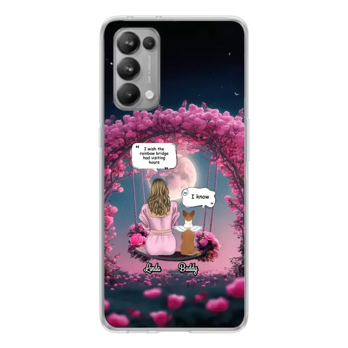 Custom Memorial Dog Mom Phone Case - Upto 4 Dogs - Memorial Gift Idea For Dog Owners - I Wish The Rainbow Bridge Had Visiting Hours - Case For Oppo/Xiaomi/Huawei