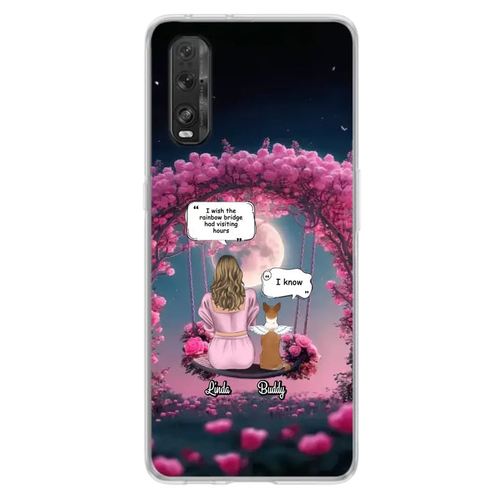 Custom Memorial Dog Mom Phone Case - Upto 4 Dogs - Memorial Gift Idea For Dog Owners - I Wish The Rainbow Bridge Had Visiting Hours - Case For Oppo/Xiaomi/Huawei