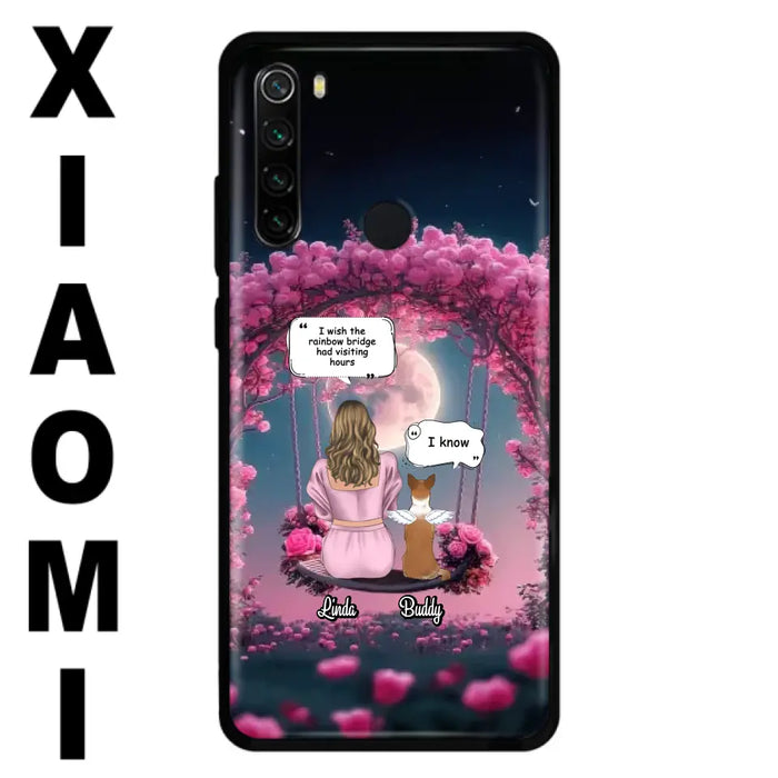 Custom Memorial Dog Mom Phone Case - Upto 4 Dogs - Memorial Gift Idea For Dog Owners - I Wish The Rainbow Bridge Had Visiting Hours - Case For Oppo/Xiaomi/Huawei