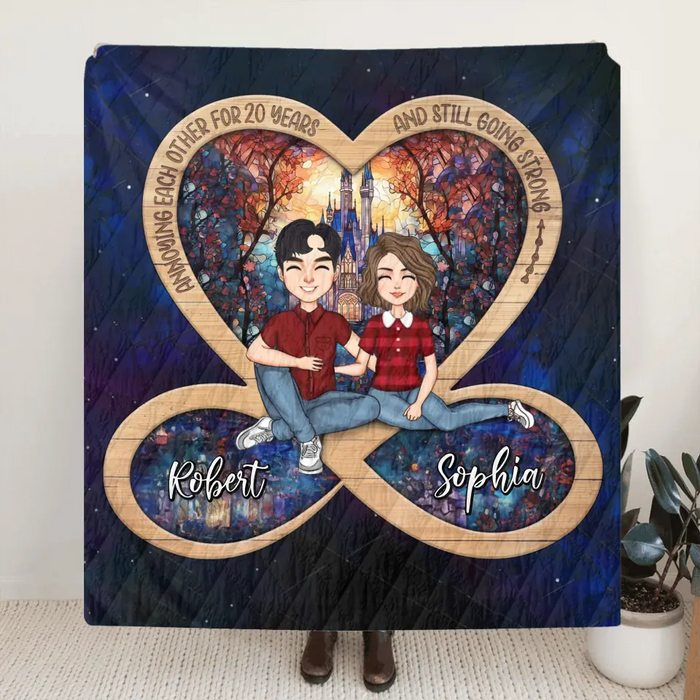 Personalized Infinity Heart Couple Fleece Throw Blanket/Quilt - Gift Idea For Wife/Husband/Couple - Anniversary Gift - Annoying Each Other For 20 Years And Still Going Strong