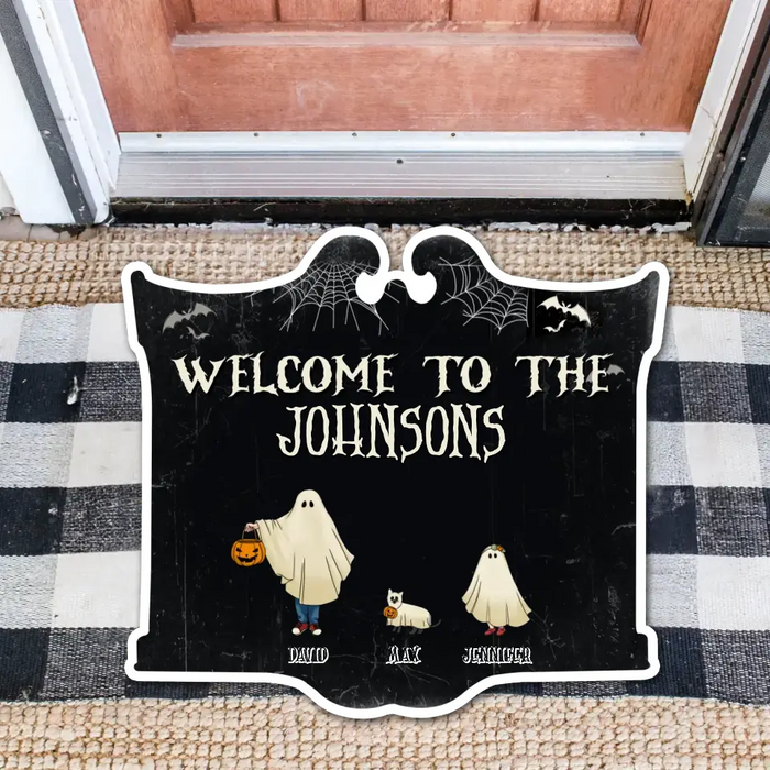 Custom Personalized Family Ghosts Doormat - Upto 6 People - Halloween Gift Idea for Family