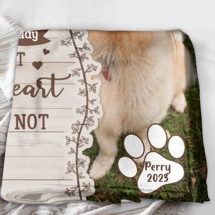 Custom Memorial Pet Quilt/Single Layer Fleece Blanket - Upload Photo- Memorial Gift Idea for Dog/Cat Owners - Your Wings Were Ready But My Heart Was Not