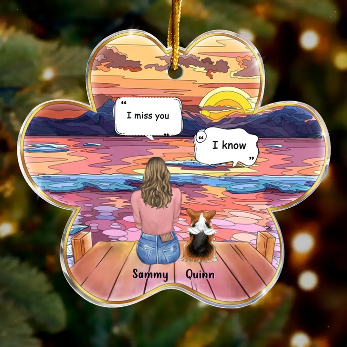 Custom Personalized Memorial Acrylic Ornament - Christmas Gift Idea For Dog/ Cat/ Rabit Lover with up to 3 Pets - I Miss You