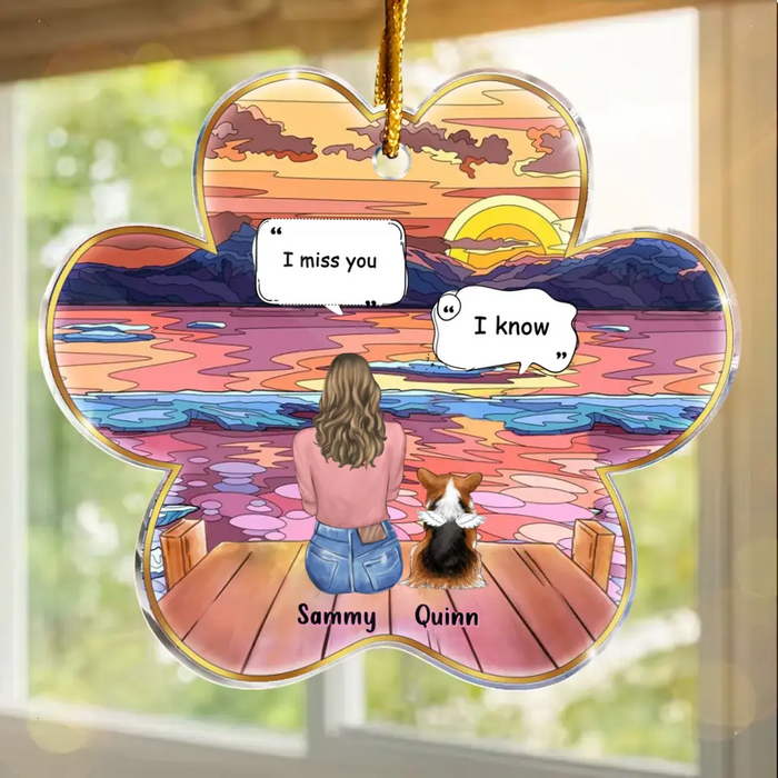 Custom Personalized Memorial Acrylic Ornament - Christmas Gift Idea For Dog/ Cat/ Rabit Lover with up to 3 Pets - I Miss You