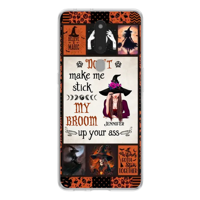 Personalized Witch Phone Case - Halloween Gift Idea For Witch Lovers - Don't Make Me Stick My Broom Up Your Ass - Case For Oppo/Xiaomi/Huawei