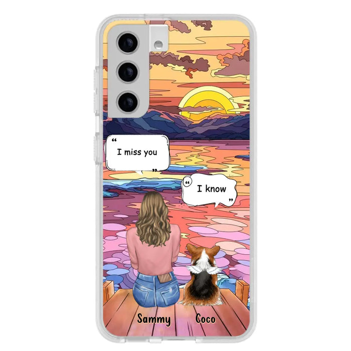 Custom Personalized Memorial Pet Phone Case - Upto 3 Pets - Memorial Gift Idea For Dog/Cat/Rabbits Owners - Case for iPhone/Samsung  - I Miss You