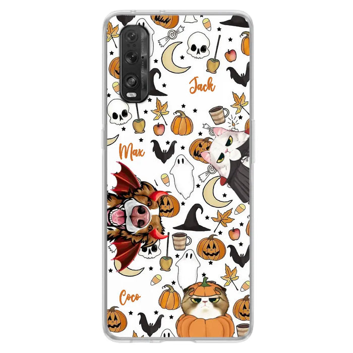 Custom Personalized Halloween Pet Phone Case - Upto 3 Pets - Gift Idea For Dog/Cat Owners - Case for Oppo/Xiaomi/Huawei