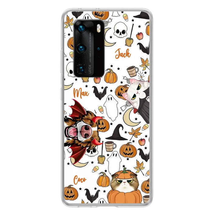 Custom Personalized Halloween Pet Phone Case - Upto 3 Pets - Gift Idea For Dog/Cat Owners - Case for Oppo/Xiaomi/Huawei