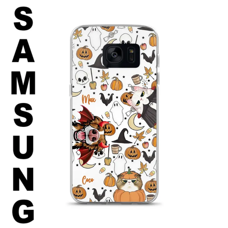 Personalized Halloween Pet Phone Case - Up to 3 Pets - Gift Idea For Dog/Cat Owners - Case for iPhone/Samsung
