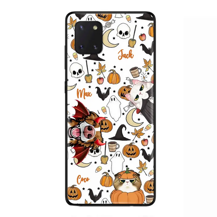 Custom Personalized Halloween Pet Phone Case - Upto 3 Pets - Gift Idea For Dog/Cat Owners - Case for iPhone/Samsung