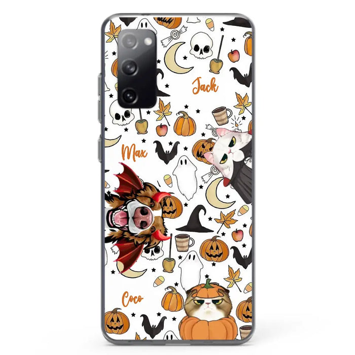 Custom Personalized Halloween Pet Phone Case - Upto 3 Pets - Gift Idea For Dog/Cat Owners - Case for iPhone/Samsung