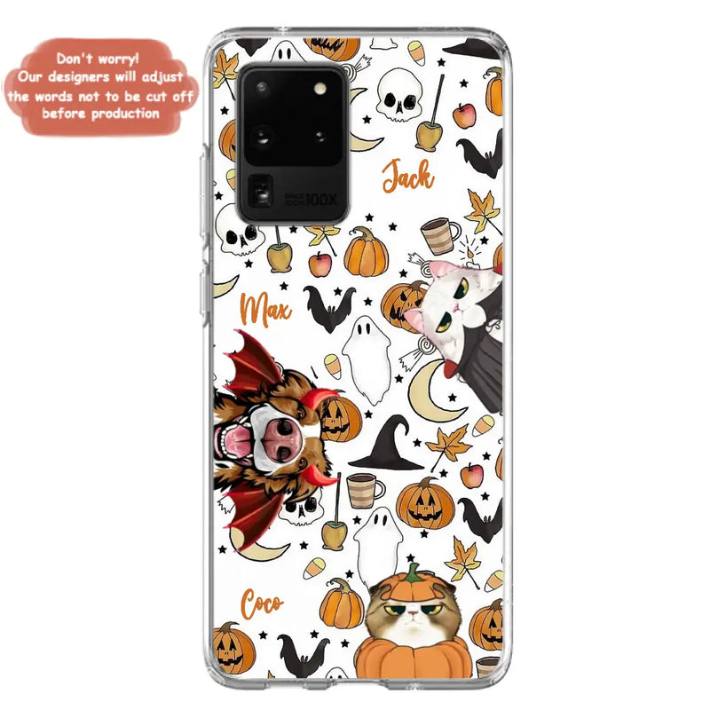 Personalized Halloween Pet Phone Case - Up to 3 Pets - Gift Idea For Dog/Cat Owners - Case for iPhone/Samsung