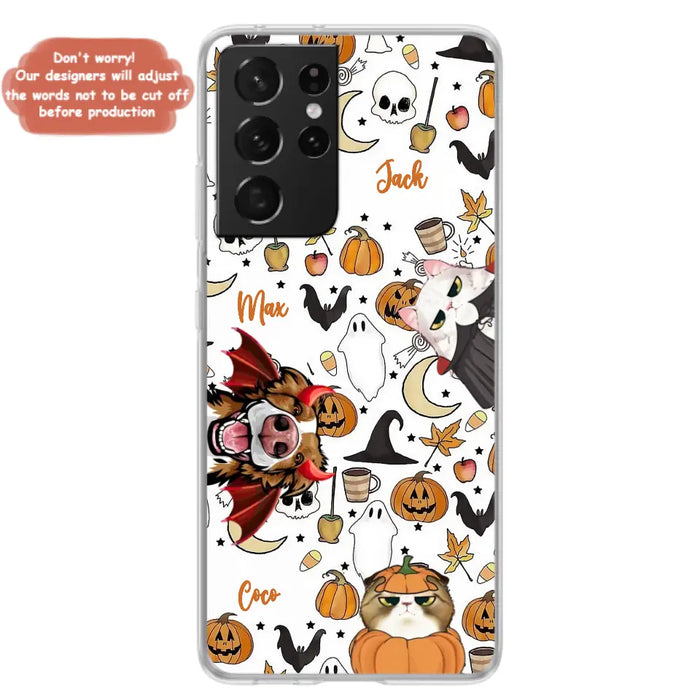 Custom Personalized Halloween Pet Phone Case - Upto 3 Pets - Gift Idea For Dog/Cat Owners - Case for iPhone/Samsung