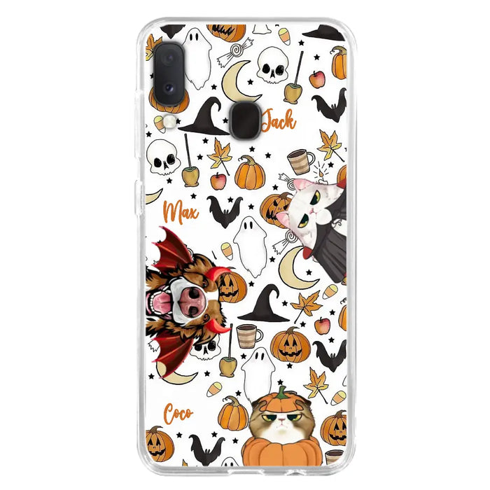 Custom Personalized Halloween Pet Phone Case - Upto 3 Pets - Gift Idea For Dog/Cat Owners - Case for iPhone/Samsung