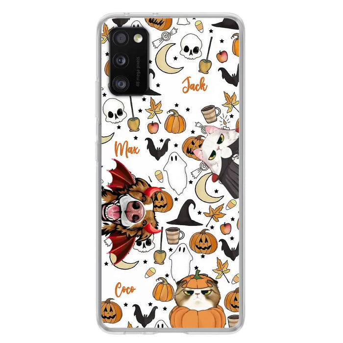 Custom Personalized Halloween Pet Phone Case - Upto 3 Pets - Gift Idea For Dog/Cat Owners - Case for iPhone/Samsung