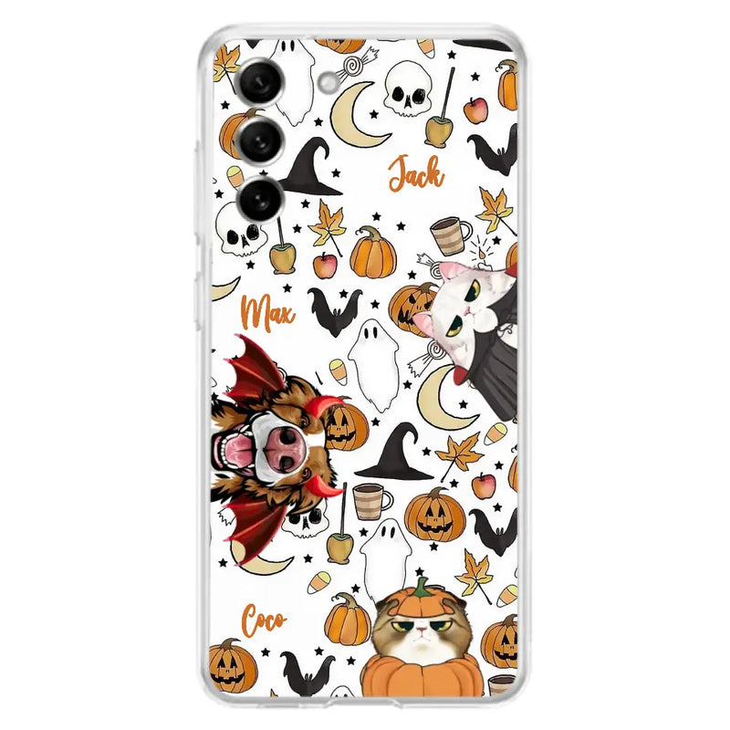 Personalized Halloween Pet Phone Case - Up to 3 Pets - Gift Idea For Dog/Cat Owners - Case for iPhone/Samsung
