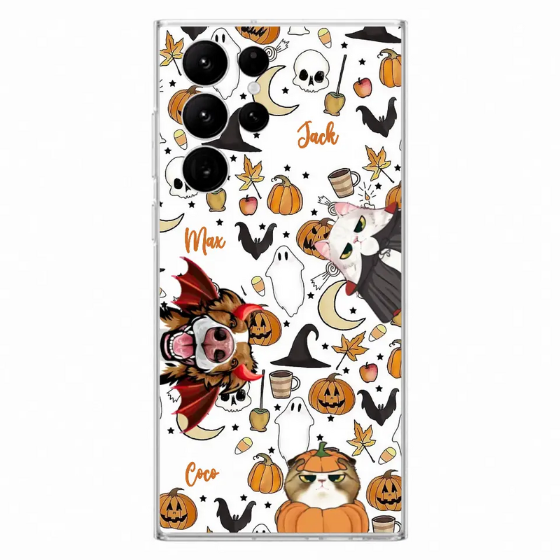 Personalized Halloween Pet Phone Case - Up to 3 Pets - Gift Idea For Dog/Cat Owners - Case for iPhone/Samsung