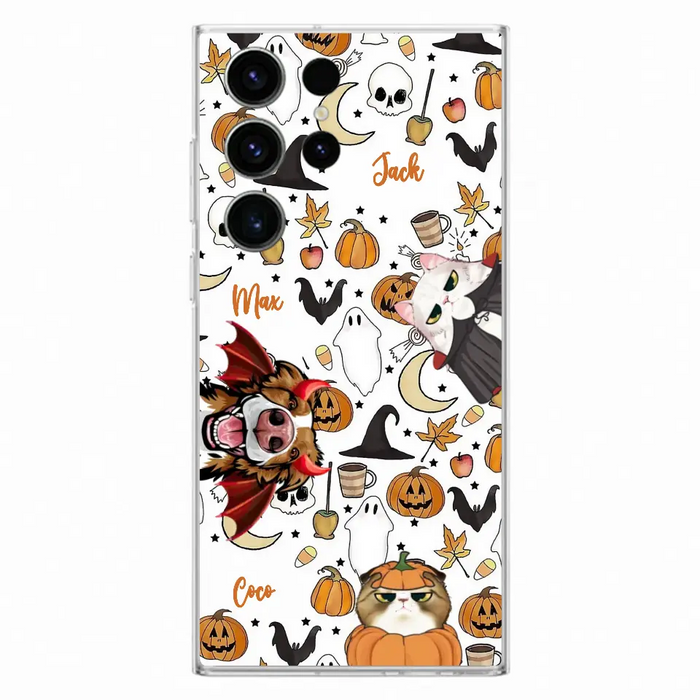 Custom Personalized Halloween Pet Phone Case - Upto 3 Pets - Gift Idea For Dog/Cat Owners - Case for iPhone/Samsung