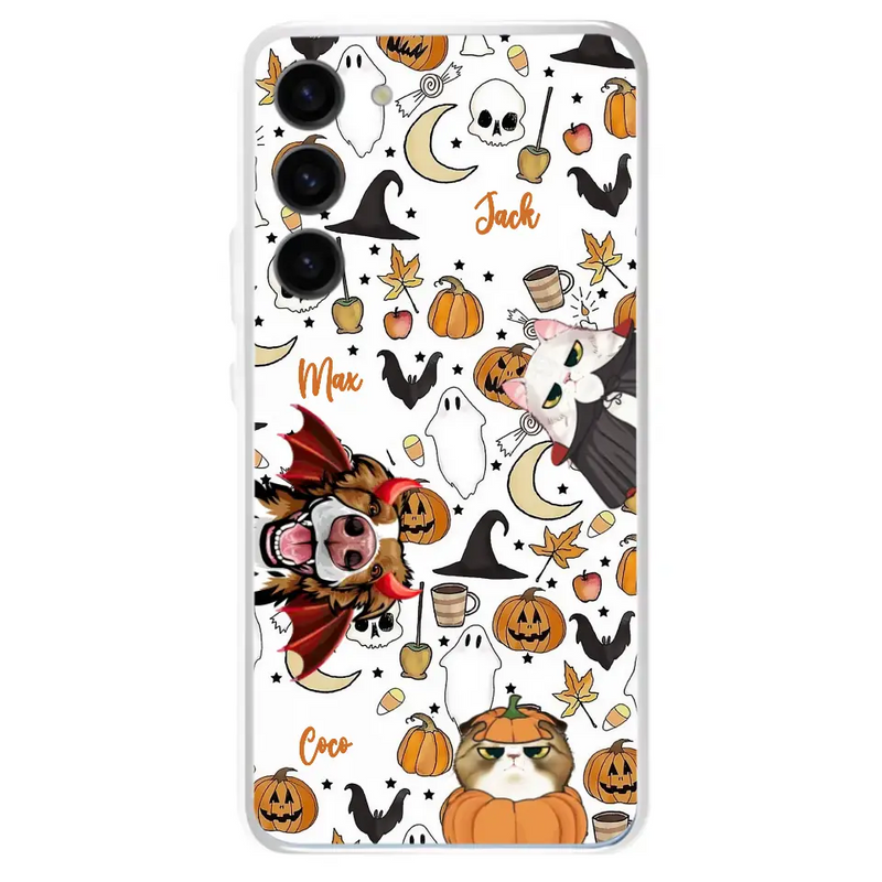 Personalized Halloween Pet Phone Case - Up to 3 Pets - Gift Idea For Dog/Cat Owners - Case for iPhone/Samsung
