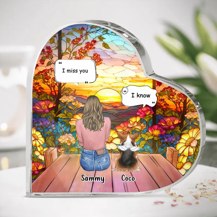 Custom Personalized Memorial Pet Crystal Heart- Upto 3 Pets - Memorial Gift Idea For Dog/Cat/Rabbits Owners - I Miss You