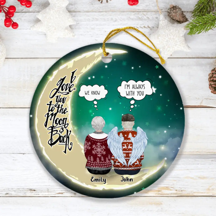 Custom Personalized Memorial Circle Ornament - Christmas Gift Idea for Family - I Love You To The Moon & Back