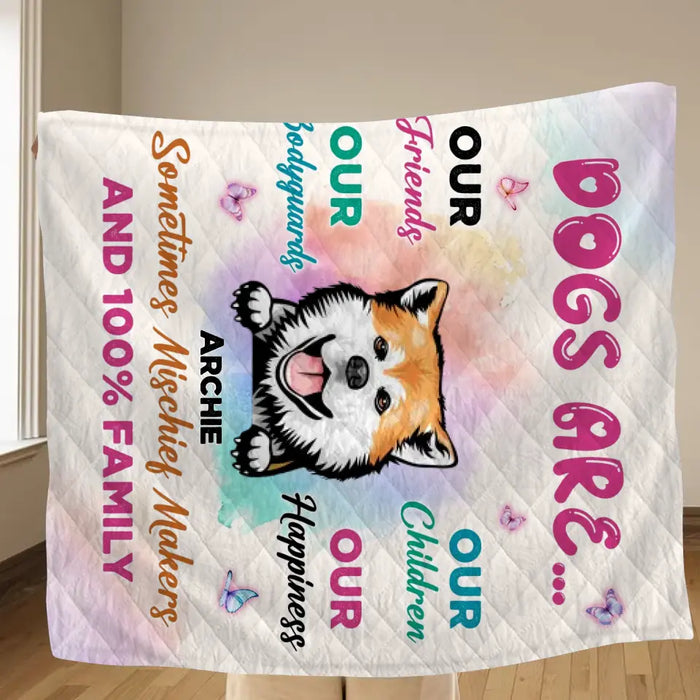 Personalized Dog Quilt/Single Layer Fleece Blanket/Pillow Cover - Gift Idea For Dog Lovers - Dogs Are Our Friends Our Bodyguards