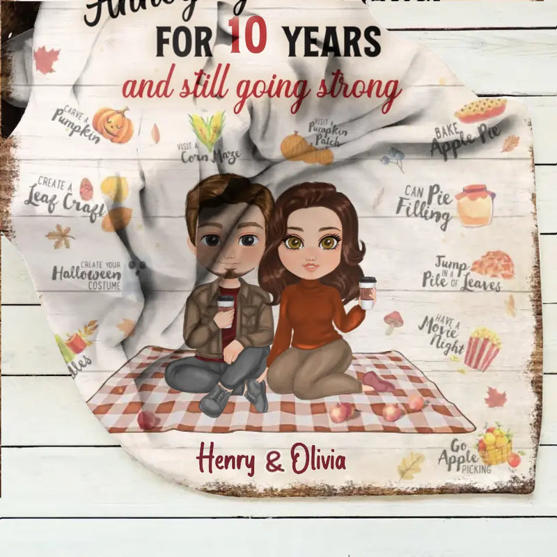 Personalized Couple Fleece Throw Blanket/Quilt - Gift Idea For Couple/Anniversary - Annoying Each Other For 10 Years And Still Going Strong