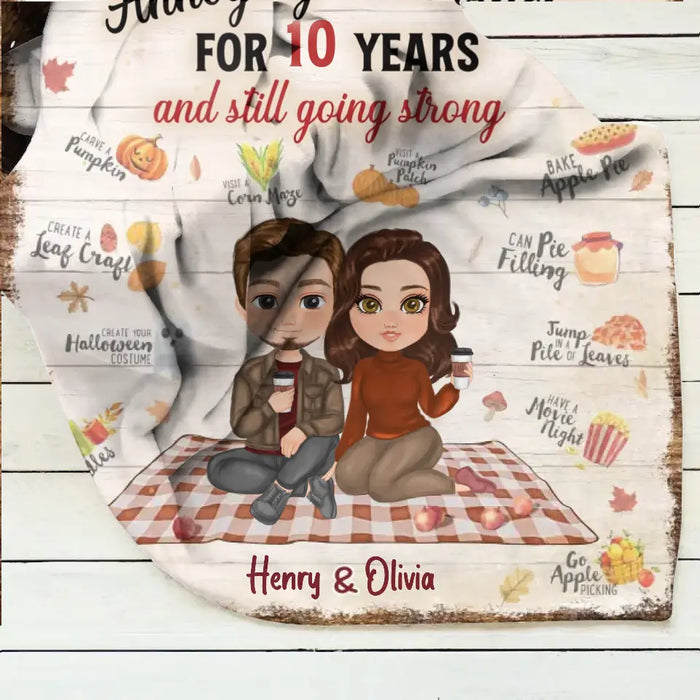 Personalized Couple Fleece Throw Blanket/Quilt - Anniversary Gift Idea For Couple - Annoying Each Other For 10 Years And Still Going Strong